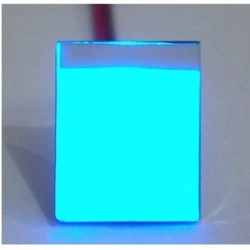 Httm Capacitive Touch Switch Button Module - a rectangular surface glowing with a bright cyan light and a red wire extending from the top.