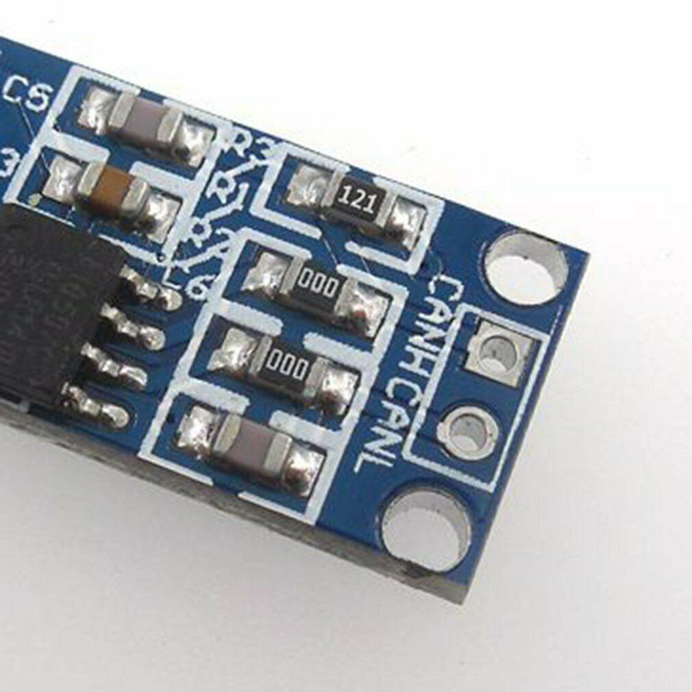 HW-021TJA1050 can Controller Interface Module Bus Drive Interface Module - a close-up view of a blue circuit board featuring two 000 resistors, a 121 resistor, and CANH/CANL ports.