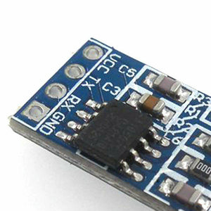 HW-021TJA1050 can Controller Interface Module Bus Drive Interface Module - a close-up view of the blue circuit board showing the VCC, TX, RX, and GND pin labels and an IC chip.