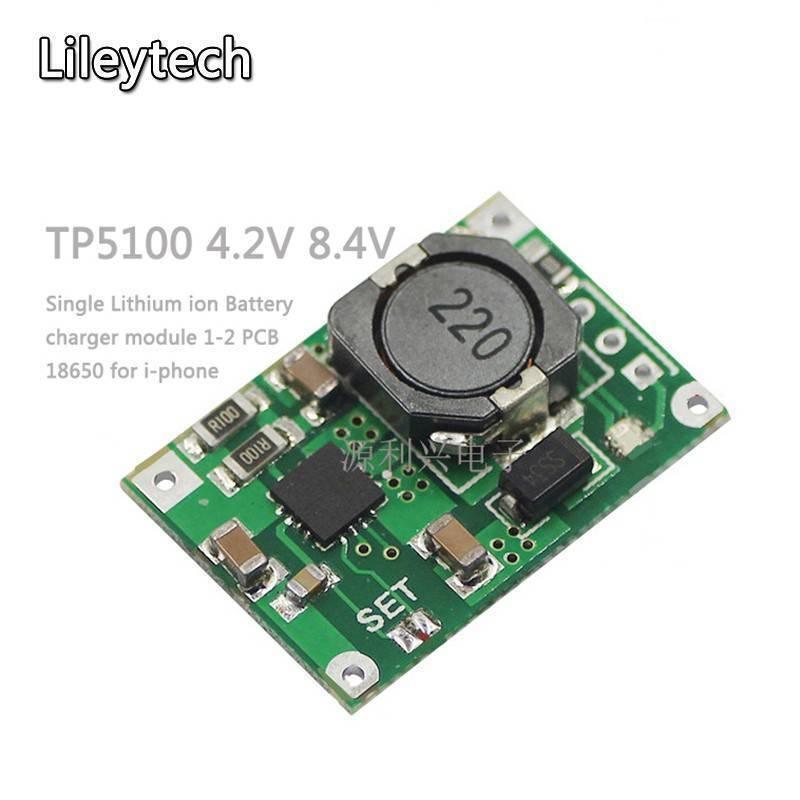 Hw-370 TP5100 2A Li Ion Battery Charger Module - a green rectangular circuit board with a black inductor labeled 220, a black chip, and a SET solder pad.