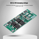 HW-391 20A 2S BMS 8.4-9V Lithium Battery Protection Board Balanced Version - a green rectangular circuit board with multiple electronic components, MOSFETs, and solder pads.