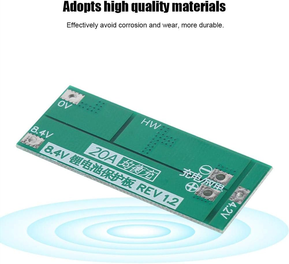 HW-391 20A 2S BMS 8.4-9V Lithium Battery Protection Board Balanced Version - a green rectangular circuit board with labeled solder pads for 0V, 4.2V, 8.4V, and charging/discharging.