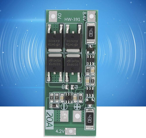 HW-391 20A 2S BMS 8.4-9V Lithium Battery Protection Board Balanced Version - a green rectangular circuit board with four D472A MOSFETs, resistors, and solder pads.