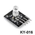 Hw 479 Ky-016 RGB 3 Color LED Sensor Module - a black circuit board featuring a clear LED and a four-pin header connector.
