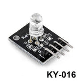 Hw 479 Ky-016 RGB 3 Color LED Sensor Module - a black circuit board featuring a clear LED and a four-pin header connector.