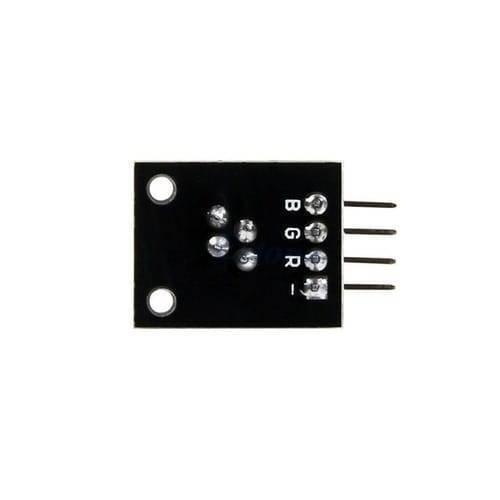 Hw 479 Ky-016 RGB 3 Color LED Sensor Module - a black rectangular circuit board with four pins labeled B, G, R, and - on the right side.