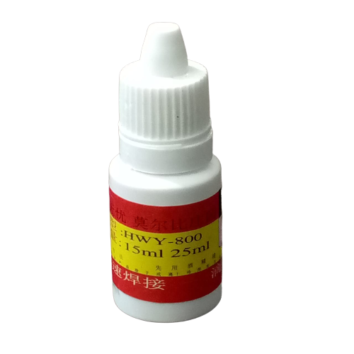 Hwy-800 15ML Flux - a small white plastic squeeze bottle with a pointed cap and a red and yellow label featuring printed text.