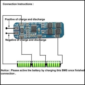 Hx-3s-1 Lithium Battery 3s 12V 10A Charge Protection Board BMS Pcm For 18650 Li-ion Cells Charging - shown in a wiring diagram with connection points for three 18650 cells and charge/discharge ports.