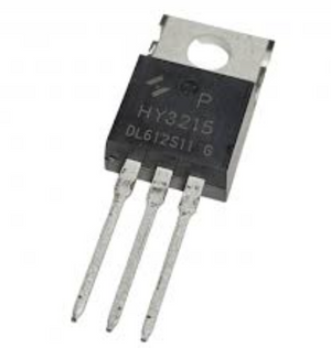 HY3215 MOSFET T0-220 | High-efficiency N-channel Power Transistor For Fast Switching Applications ( REFURB ) - a black three-pin electronic transistor with a metal mounting tab, shown from a top-down angle against a white background.