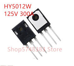 HY5012 TO-247 125V 300A MOSFET - High Power N-channel Transistor | Digilog.pk - HY5012W MOSFET, two black TO-247 packaged transistors with three metal pins each, shown from front and back views against a white background.