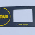 Hybride LCD Sticker Idm-3 Sticker For Graphical LCD Based Local Solar Inverter - a black rectangular overlay with a circular i-mux logo, a central display cutout, and four buttons on the right side.