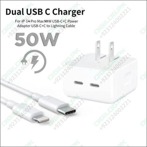 Iphone 14 Pro 50w Usb-c+c Power Adapter With Usb-c