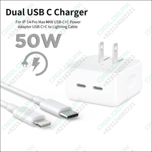 Iphone 14 Pro 50w Usb-c+c Power Adapter With Usb-c