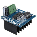 IBT2 BTS7960B BTS7960 43A H-bridge Motor Driver Module For Arduino - a blue circuit board, a green terminal block, a black heatsink, and a 330uF 50V capacitor.