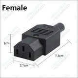 Iec C13 Re-wireable Female Power Connector - Black, 3-pin - shown from an angle with overlaid dimension labels in centimeters.