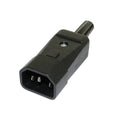 Iec C14 Re-wireable Male Power Connector - Black, 3-pin - black, three-pin, showing a single re-wireable male power plug with a screw on the top casing.