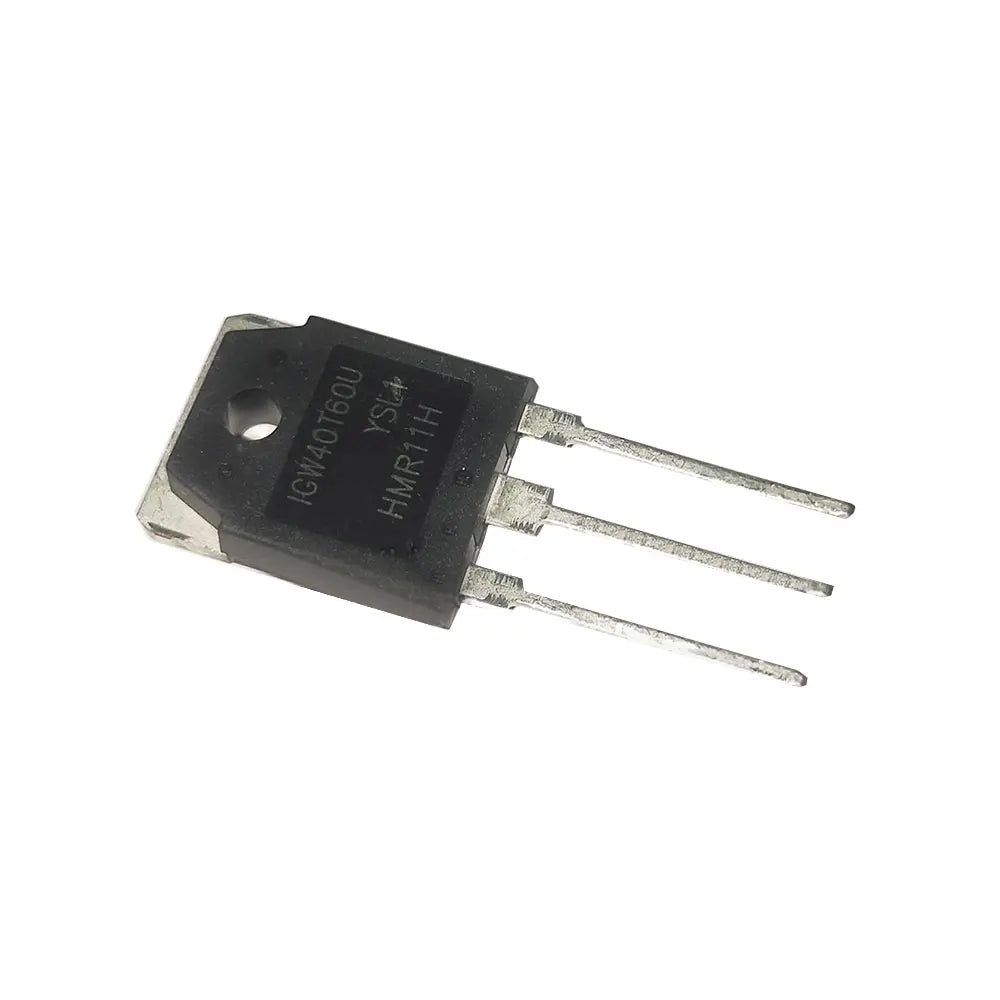 IGW40T60U 40A 600V IGBT - a black, three-pin electronic component with a metal mounting tab and white text printed on its face.
