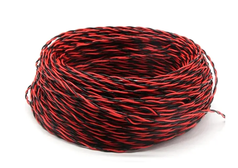 Red and black flexible wire