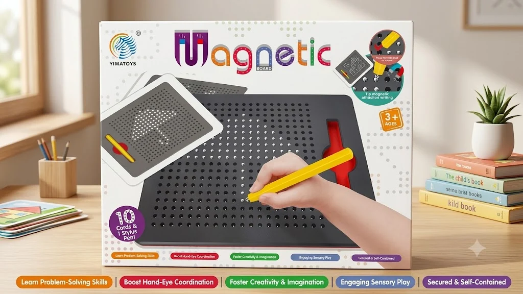 YIMATOYS magnetic drawing board with 10 cards and stylus pen, for ages 3 and above