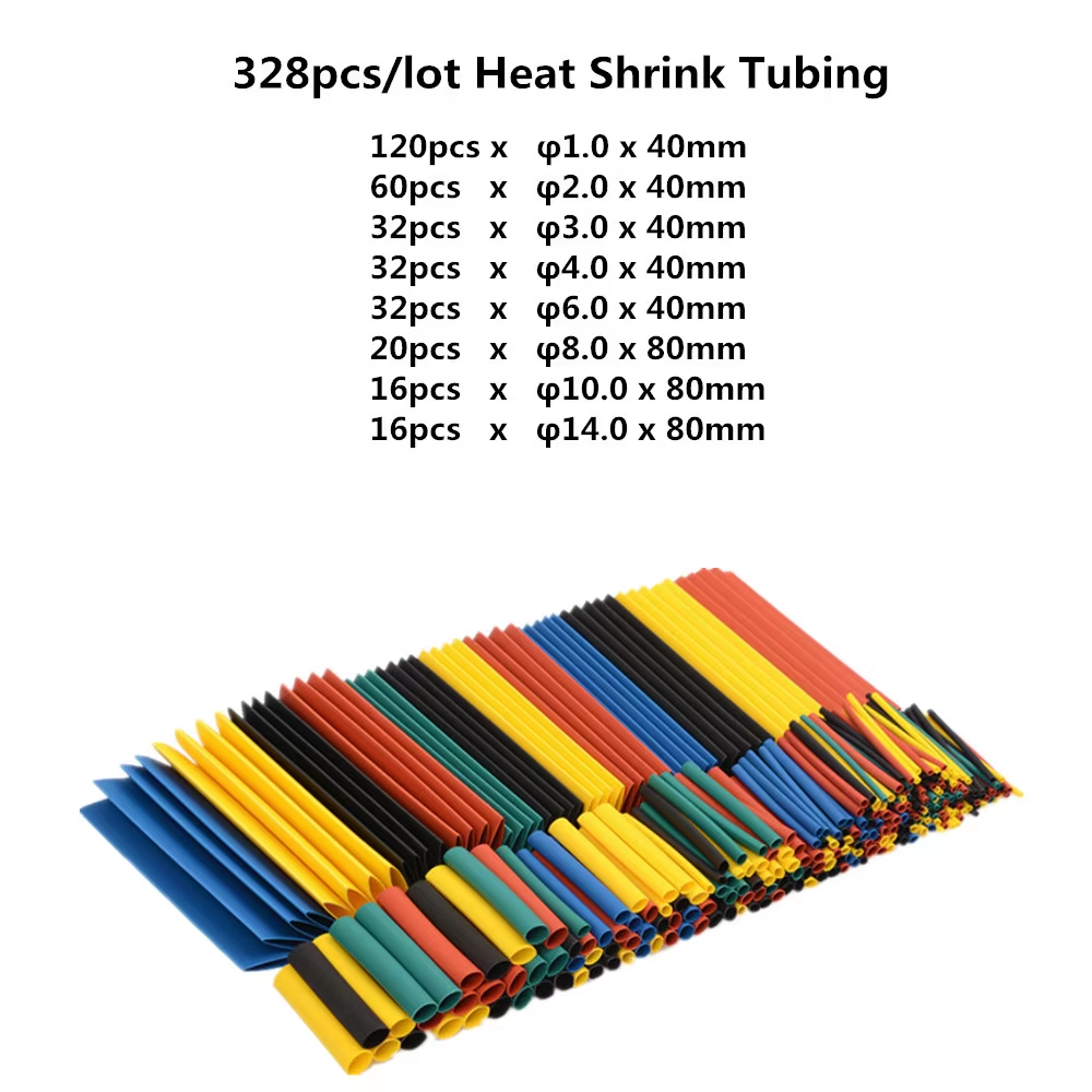 328pcs Heat Shrink Sleeve Sizes 1mm to 14mm Polyolefin RoHS Pakistan