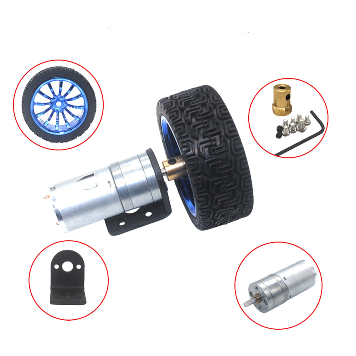 25GA37 robot wheel and motor kit with parts