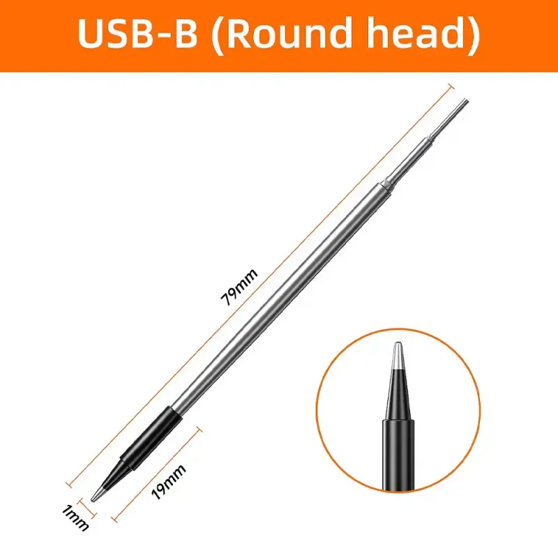USB-B Round Head Heating Element dimensions
