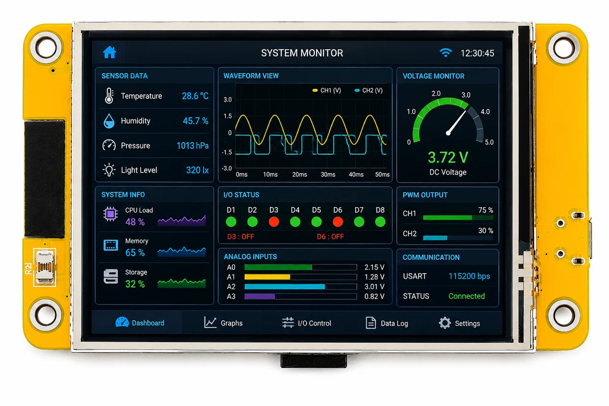ESP32 2.8 Inch Capacitive Touch Display - System Monitor UI