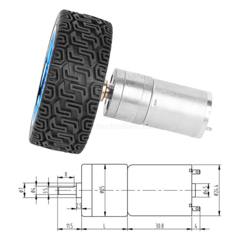 25GA37 motor and wheel dimensions diagram