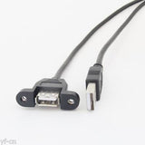 50cm Panel Mount USB Cable A Male To A Female Extension Cable With Screw Lock Connector