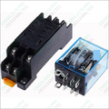 Ime JZX-13F-2 8 Pin AC 220V 12 Amp Electromagnetic Power Coil Relay 12A AC - shown with its black plastic base socket and the blue-cased relay unit with metal pins.