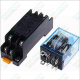 Ime JZX-13F-2 8 Pin AC 220V 12 Amp Electromagnetic Power Coil Relay 12A AC - shown with its black plastic base socket and the blue-cased relay unit with metal pins.
