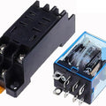 Ime JZX-13F-2 8 Pin AC 24V 12 Amp Electromagnetic Power Coil Relay 12A AC - shown with its black mounting socket base and the blue-cased relay unit with metal pins.