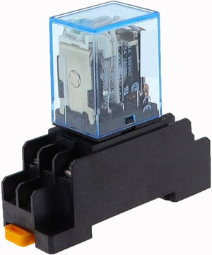 Ime JZX-13F-2 8 Pin AC 24V 12 Amp Electromagnetic Power Coil Relay 12A AC - shown as a blue-cased relay mounted on a black terminal base with a yellow release latch.