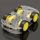 Imported Original 4wd Smart Robot Car Chassis Kit For Arduino - a transparent acrylic frame with four yellow wheels and motors.