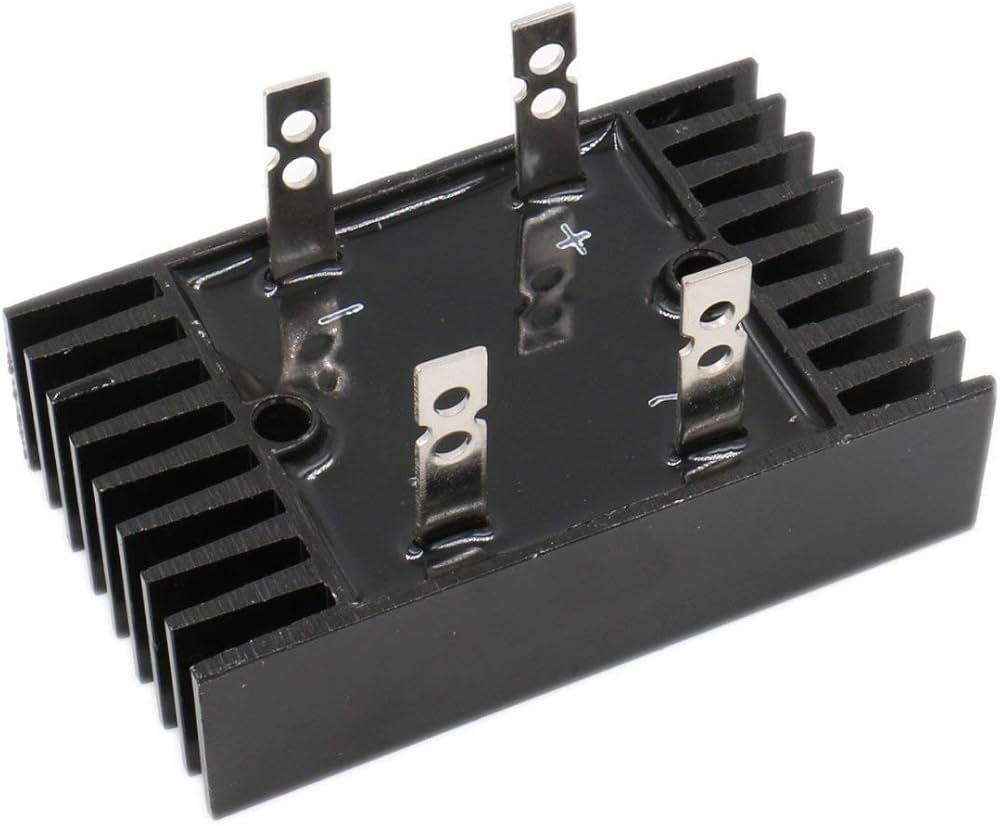 Imported QL100A 100A 1200V Bridge Rectifier For Local Solar Inverter - a black rectangular component with a finned heatsink base and four vertical metal spade terminals.