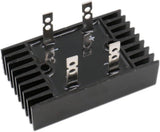Imported QL100A 100A 1200V Bridge Rectifier For Local Solar Inverter - a black rectangular component with a finned heatsink base and four vertical metal spade terminals.