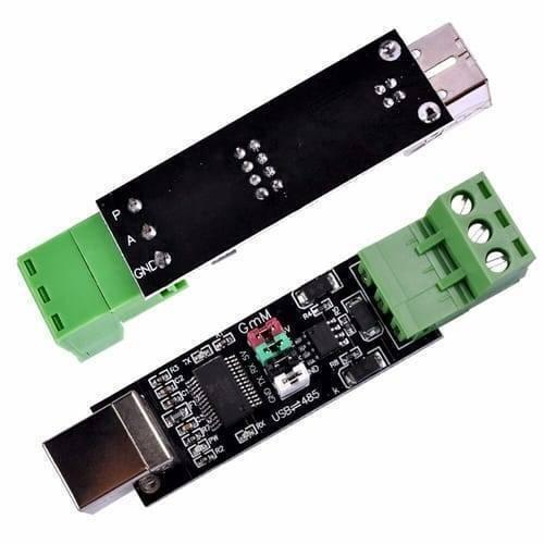 Industrial Ft232 USB To RS485 TTL Serial Converter Adapter Module - two black circuit boards with USB connectors, green screw terminals, and pins.