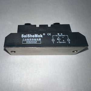 Industrial Solid State Relay DC Control AC Ssr MGR-H3200Z - shown as a black rectangular module with a metal base and printed technical specifications.