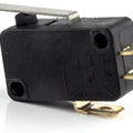 Industrial Switches Micro Switch Spdt Momentary Travel Limit Switch 1NO1NC Lever Switches - with a metal lever and three metal terminals labeled COM, NO, and NC.