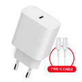 Infinix XC05 Kit 20W Wall Charger + Type-c To Type-c Cable | Digilog.pk - a white wall adapter with a single USB-C port and an accompanying white USB-C to USB-C cable.