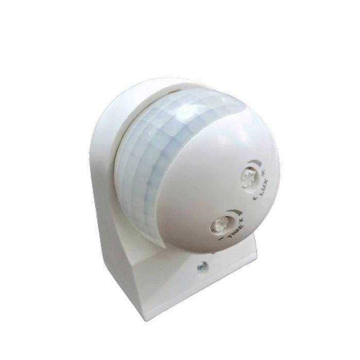 Infrared Sensor Switch PIR Security Motion Sensor With Waterproof,dust-proof,180 Degree Induction Angle Super Long Induction Distance - a white, spherical motion sensor with two adjustable knobs labeled LUX and TIME on the front.
