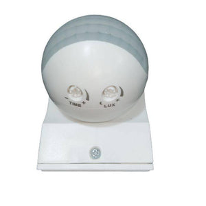 Infrared Sensor Switch PIR Security Motion Sensor With Waterproof,dust-proof,180 Degree Induction Angle Super Long Induction Distance - a white, spherical motion sensor with two adjustable control knobs labeled TIME and LUX.