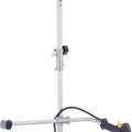Ingco GBC5434411 Gasoline Grass Trimmer & Bush Cutter - shown as a full-length vertical view with a yellow engine, silver shaft, and orange blade guard.