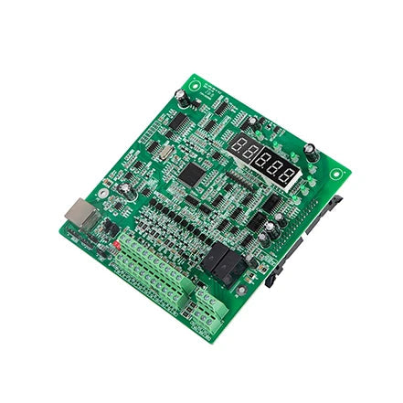 Inverter CPU Card For CHF100 Inverter - a green rectangular circuit board featuring a five-digit LED display, two black relays, and multiple terminal blocks.