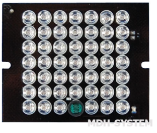 Invisible 940 Nm Infrared Reflector With 48 Diodes For Indoor/outdoor - a square black circuit board featuring 48 LED diodes and one circular light sensor.