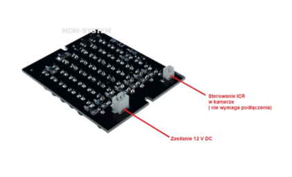 Invisible 940 Nm Infrared Reflector With 48 Diodes For Indoor/outdoor - a black rectangular circuit board with 48 LEDs and two white two-pin power connectors.