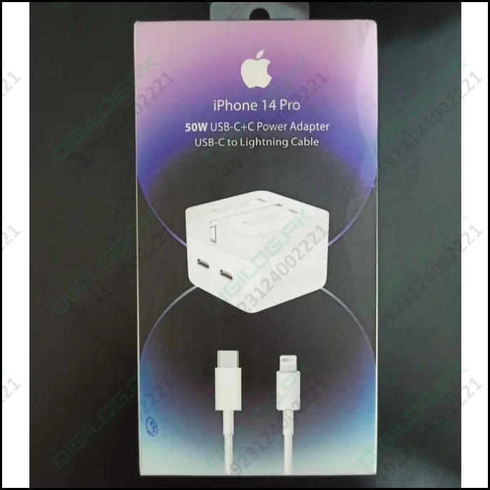 Iphone 14 Pro 50w Usb-c+c Power Adapter With Usb-c To Lightning