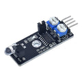IR-08H Infrared Obstacle Avoidance Sensor Module KY032 For Arduino - a black circuit board with an IR LED, receiver, two white potentiometers, and four header pins.