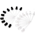 IR Infrared LED Transmitter And Receiver Pair For Arduino/Raspberry-pi/robotics - a collection of black infrared transmitters and clear infrared receivers arranged in two fan shapes.