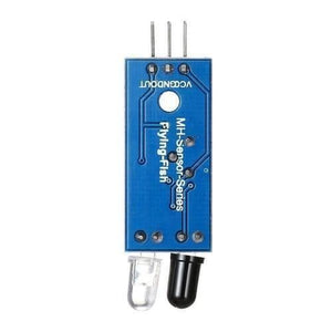 IR Infrared Obstacle Avoidance Sensor Module - a blue rectangular circuit board with three output pins and two LED sensors at the bottom.